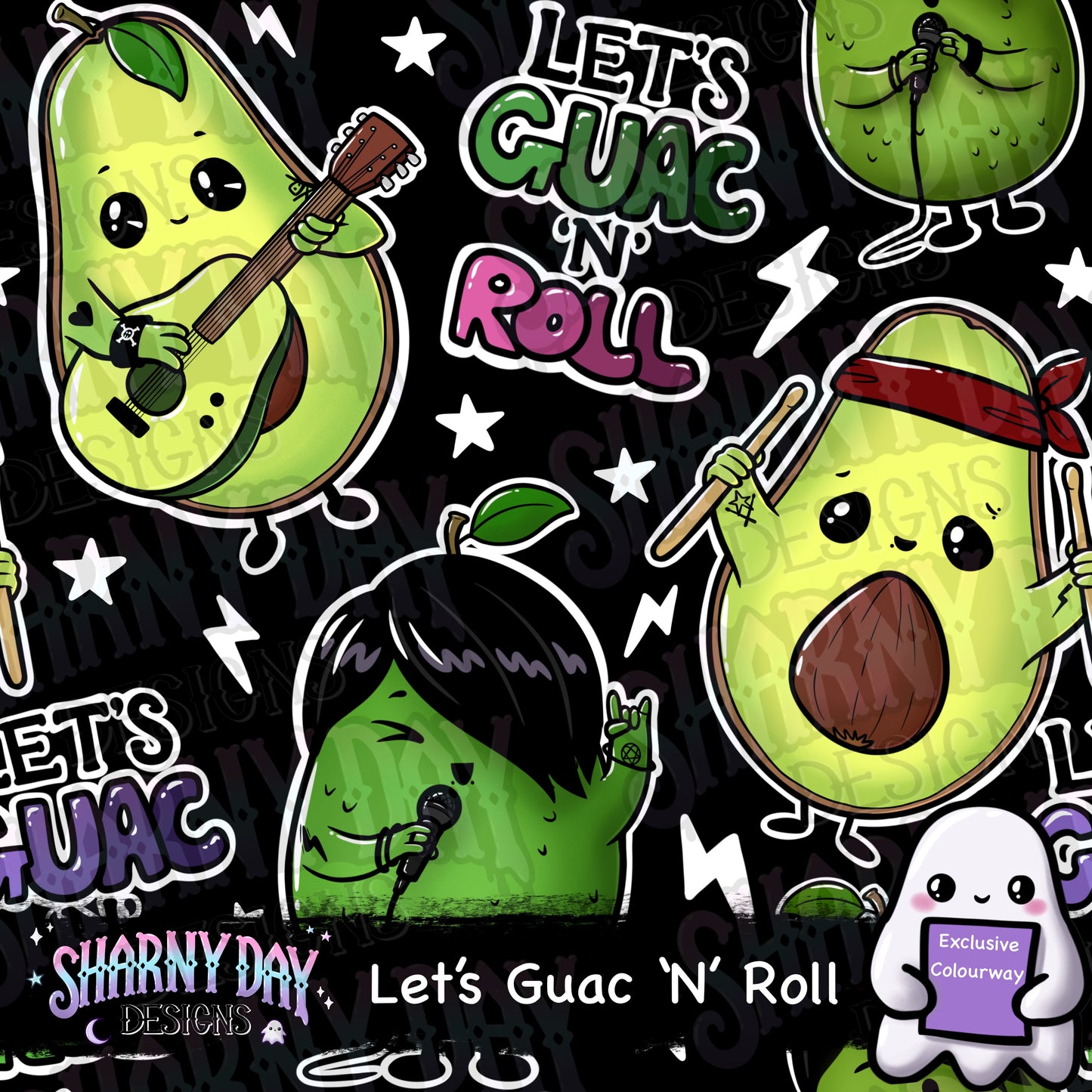 Let’s Guac ‘N’ Roll Exclusive Seamless Pattern Design