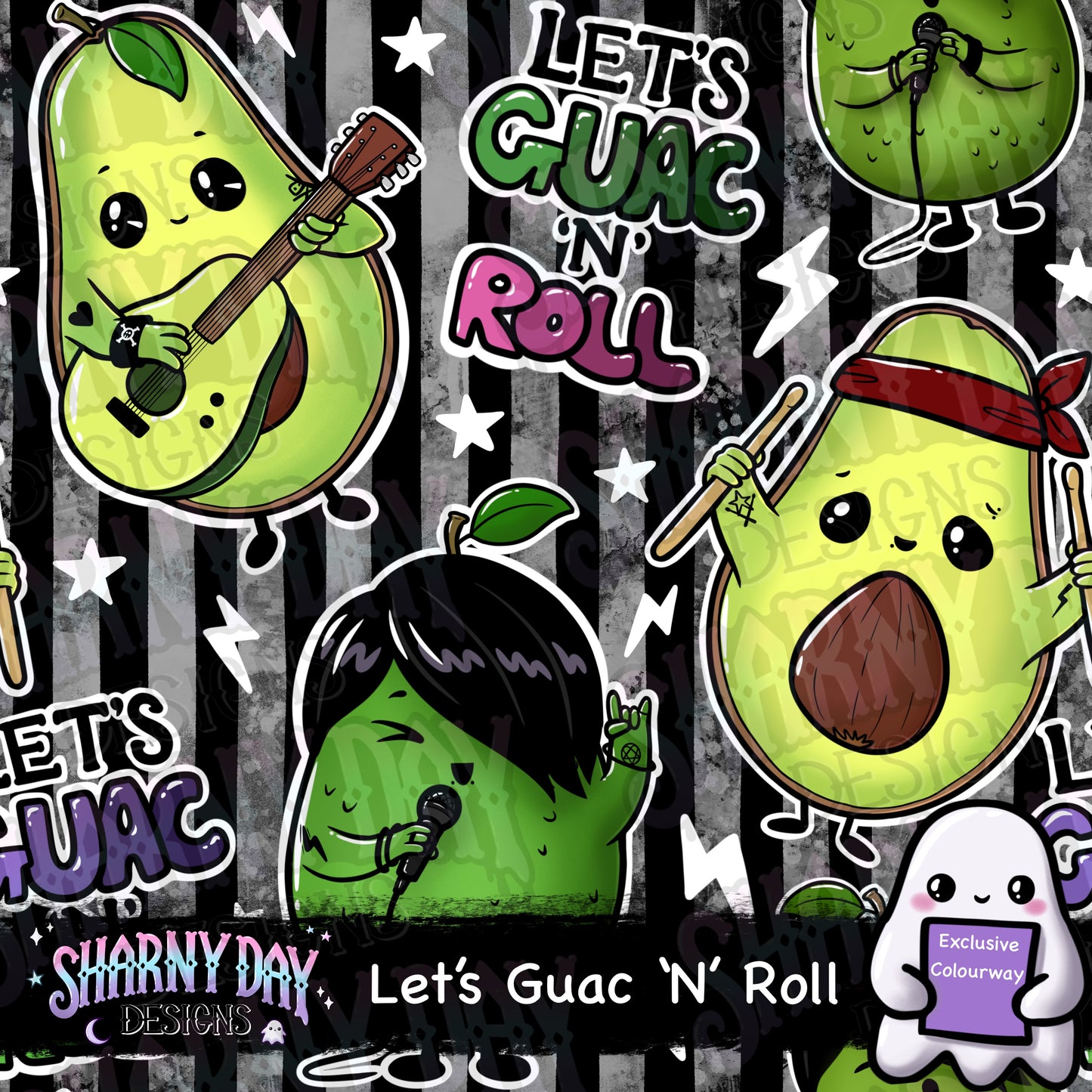 Let’s Guac ‘N’ Roll Exclusive Seamless Pattern Design