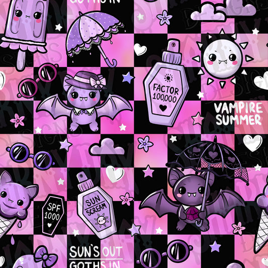 Kawaii Vampire Summer Exclusive Seamless Pattern Design