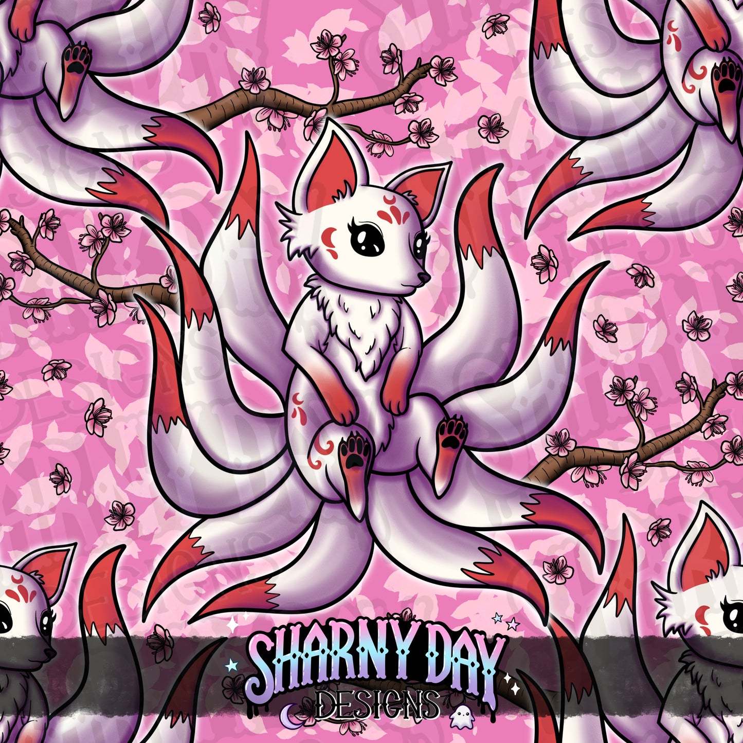 HEXTOBER - Sakura Kitsune non-exclusive Seamless Pattern Design