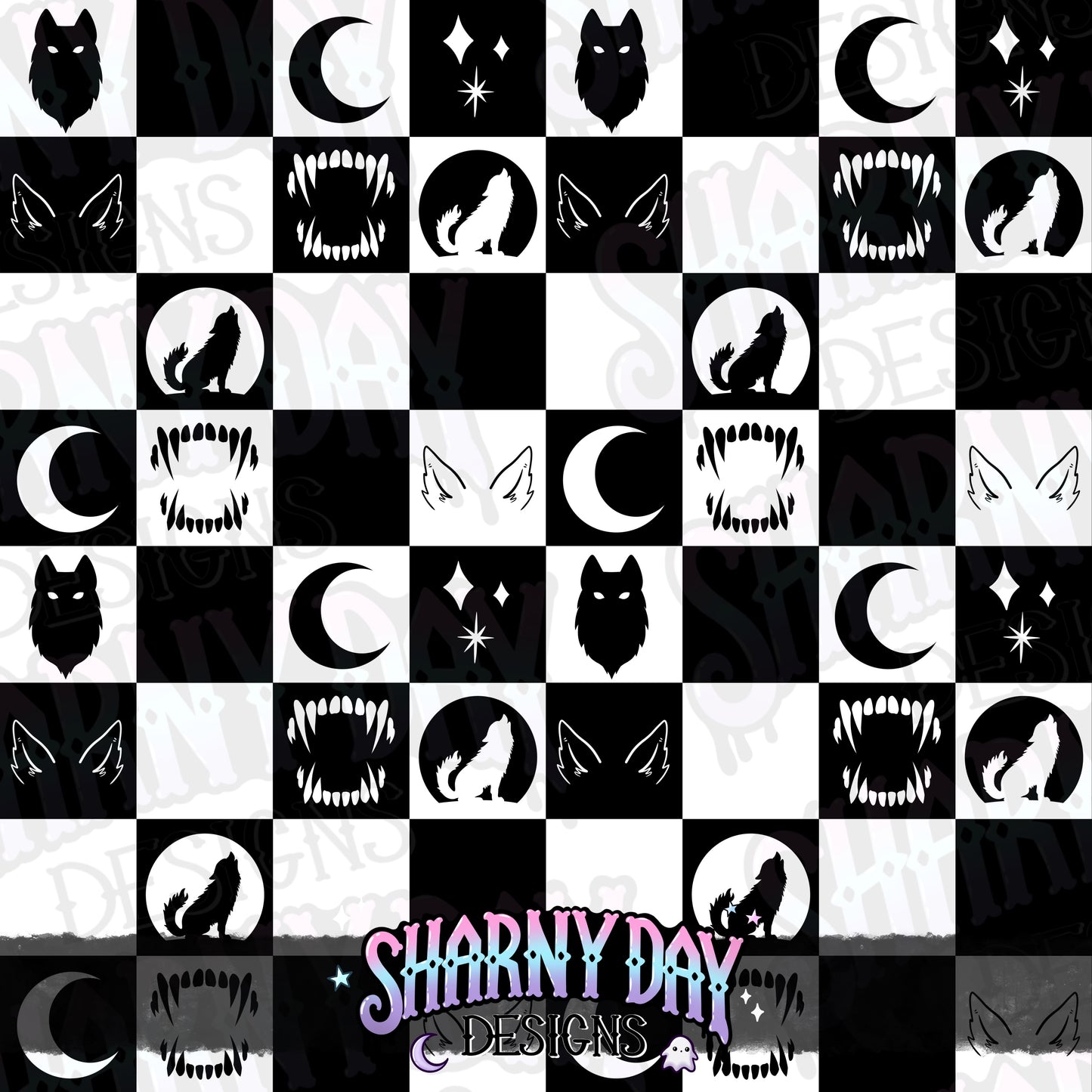 HEXTOBER - Feral Wolf Check non-exclusive Seamless Pattern Design