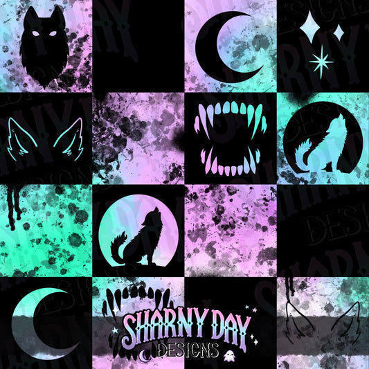 HEXTOBER - Feral Wolf Check non-exclusive Seamless Pattern Design