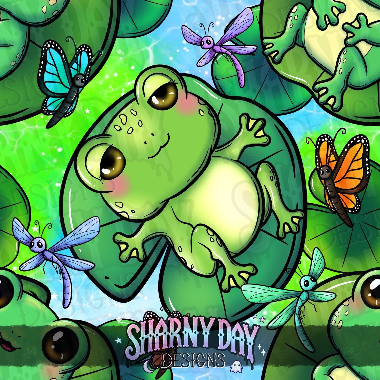 Summer Froggies Exclusive Seamless Pattern Design