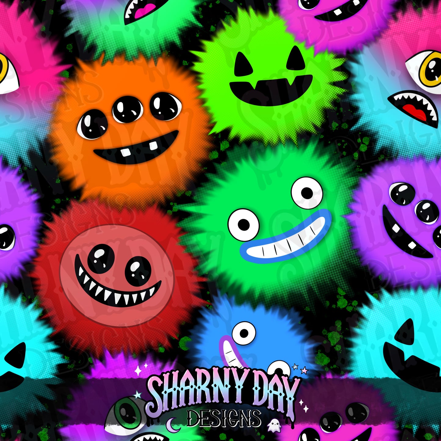 Fluffy Monsters Exclusive Seamless Pattern Design