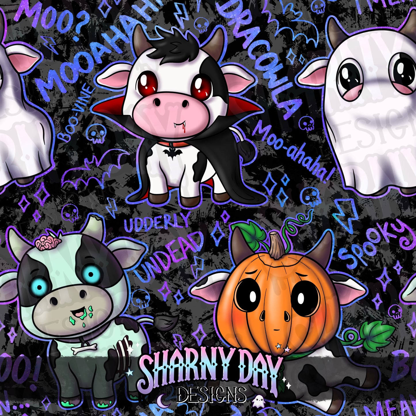 Spoopy Cows Exclusive Seamless Pattern Design