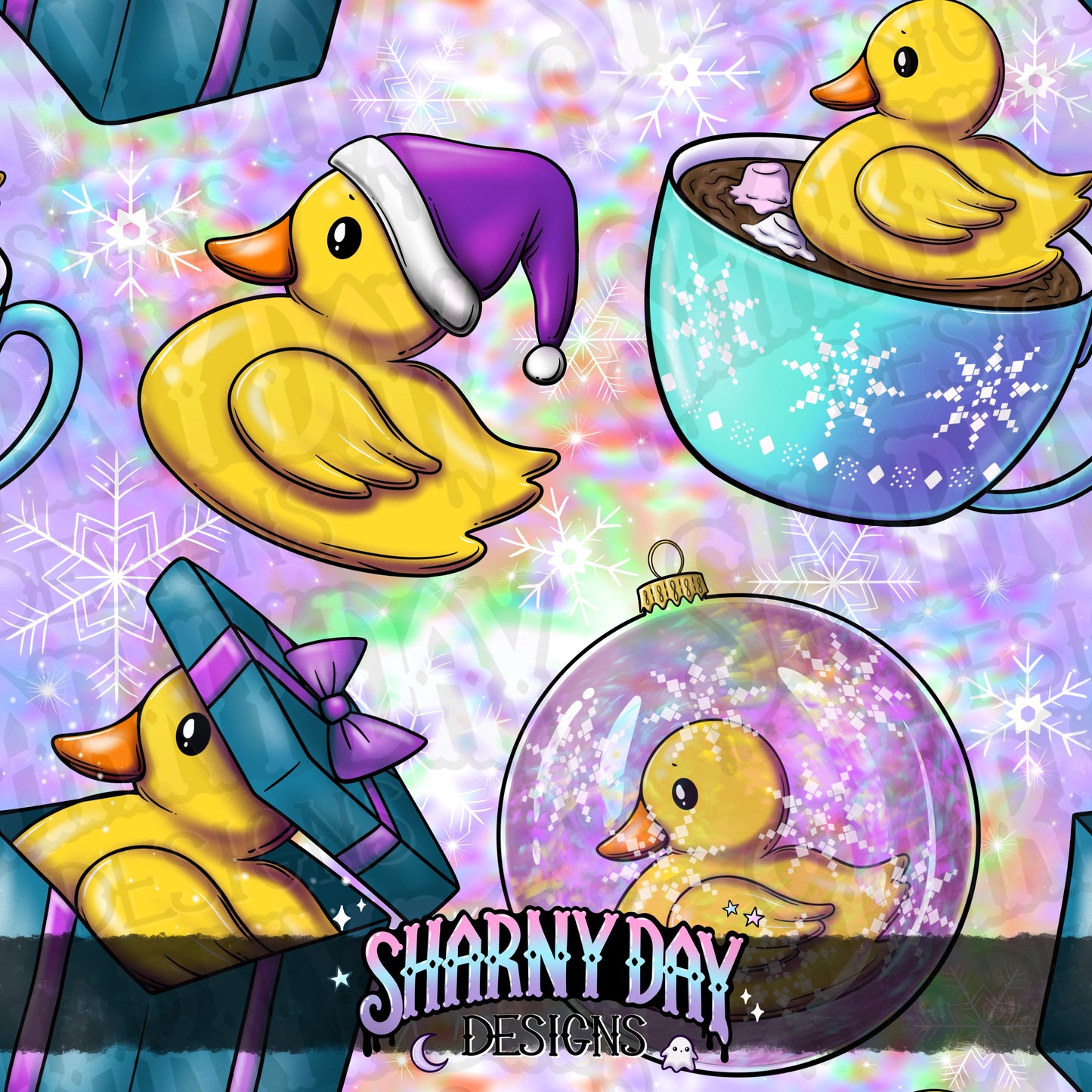 Holiday Rubber Ducks - Exclusive Seamless Pattern Design