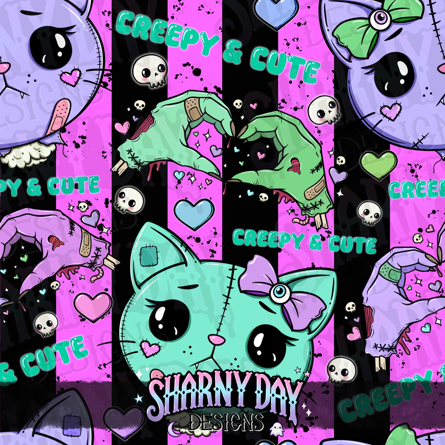 Gurokawa Kitty Exclusive Seamless Pattern Design