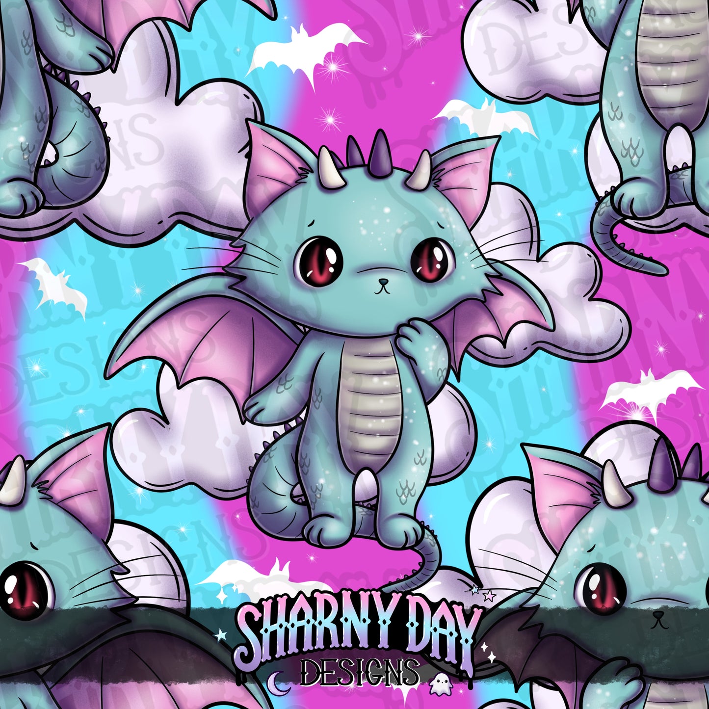 Dragon Kitty - Exclusive Seamless Pattern Design