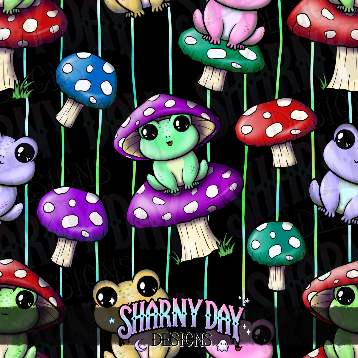HEXTOBER - This Frog is a Fungi - Exclusive Seamless Pattern Design