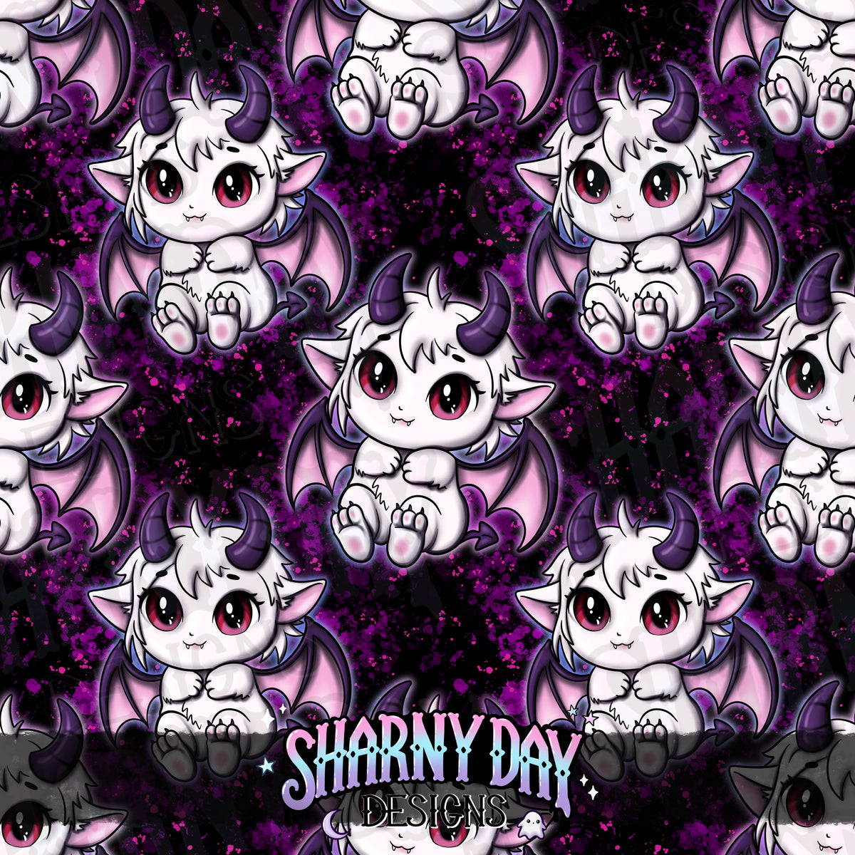 MOXTOBER - Kawaii Demon (Cursed) - Exclusive Seamless Pattern Design