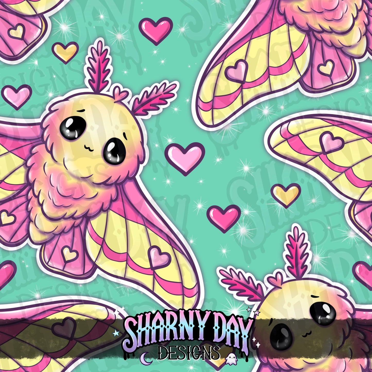 HEXTOBER - Kawaii Rosy Maple Moth Limited Seamless Pattern