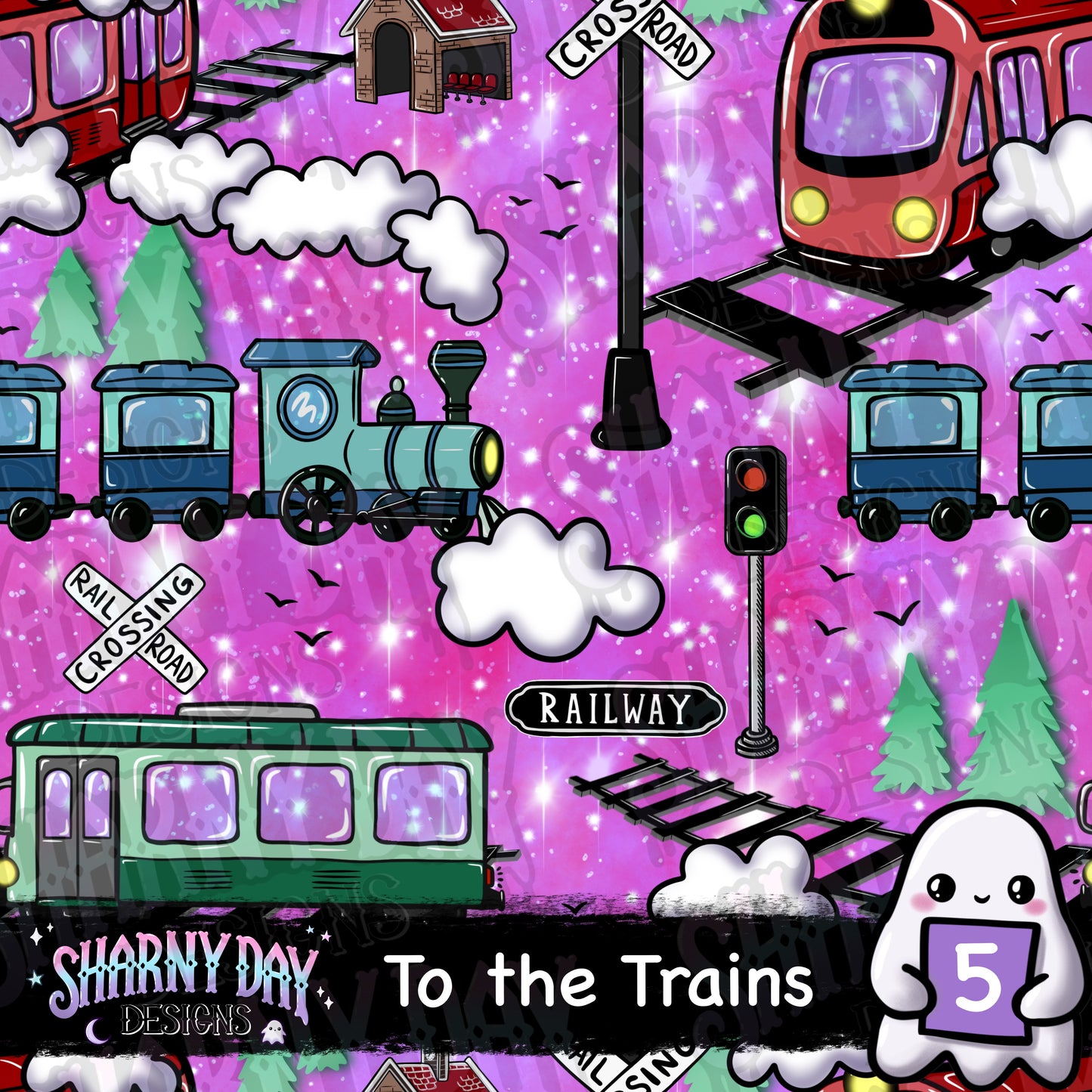 To the Trains Exclusive Seamless Pattern