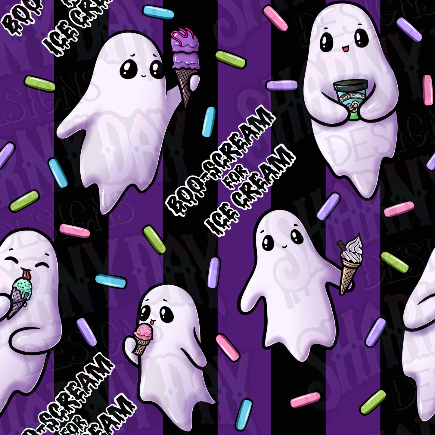 Boo-Scream for Ice Cream Exclusive Seamless Pattern Design