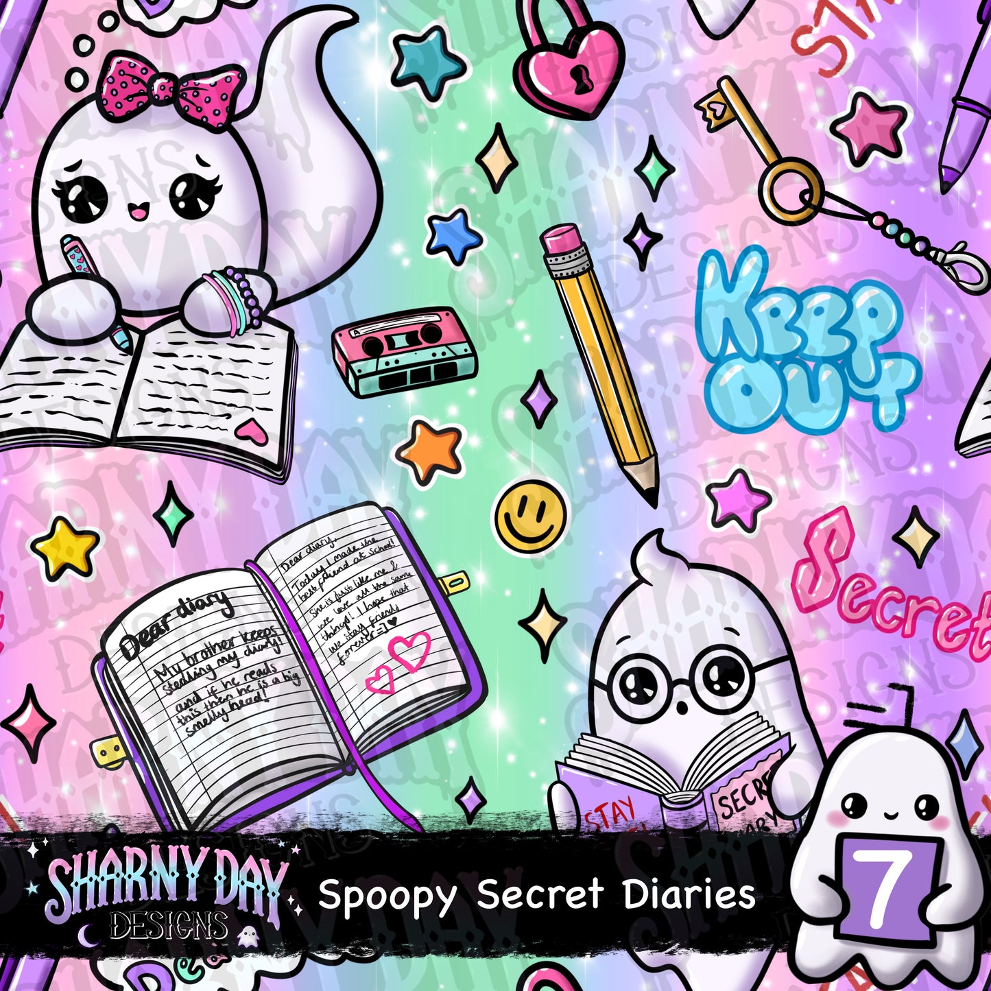Spoopy Secret Diaries Exclusive Seamless Pattern Design