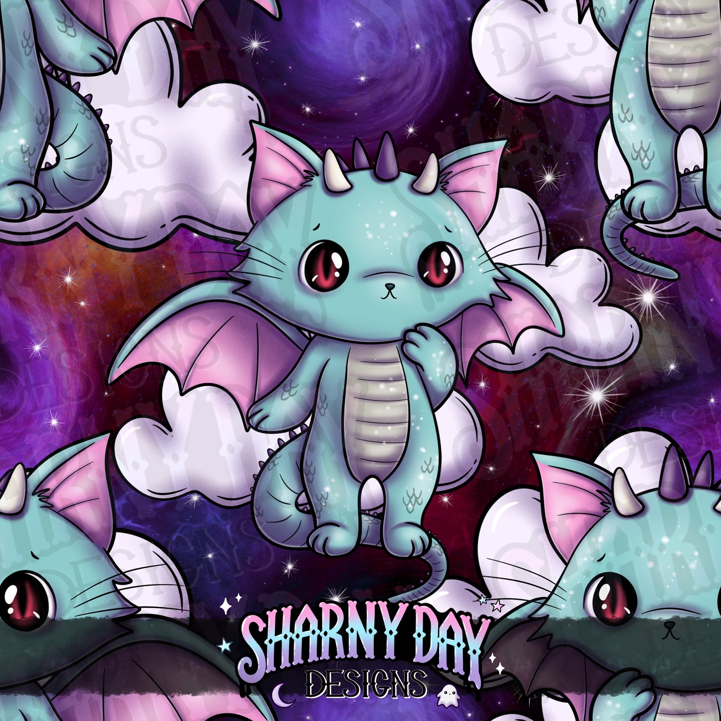 Dragon Kitty - Exclusive Seamless Pattern Design