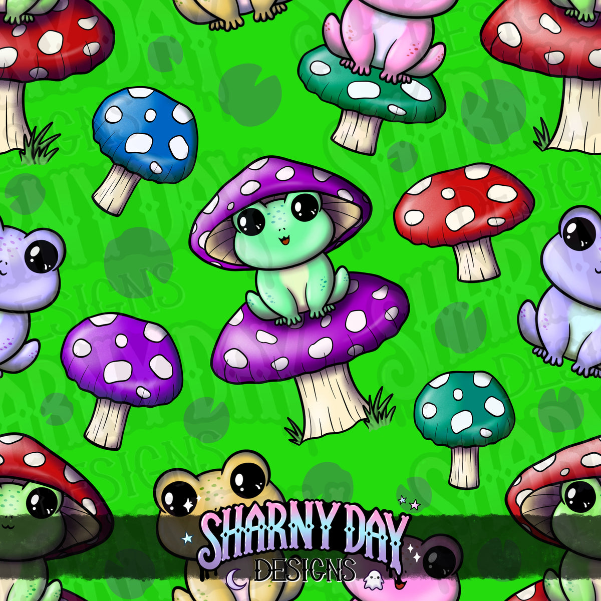 HEXTOBER - This Frog is a Fungi - Exclusive Seamless Pattern Design