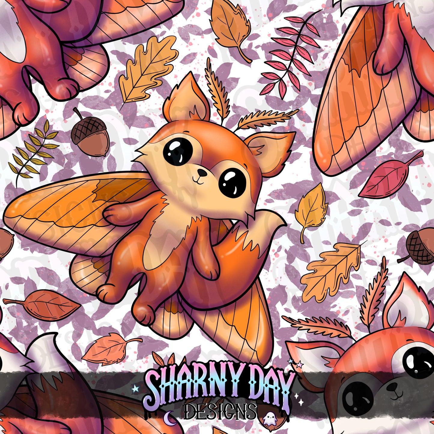 Kawaii Fox Moth Exclusive Seamless Pattern Design