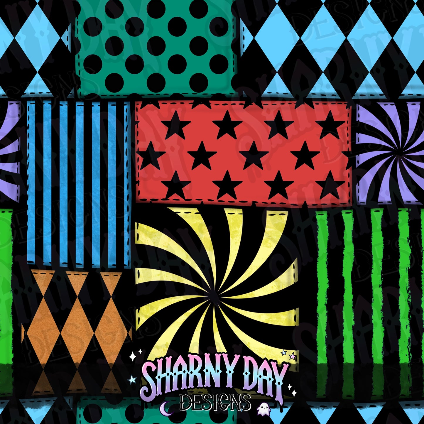 HEXTOBER - Circus Patchwork non-exclusive Seamless Pattern Design