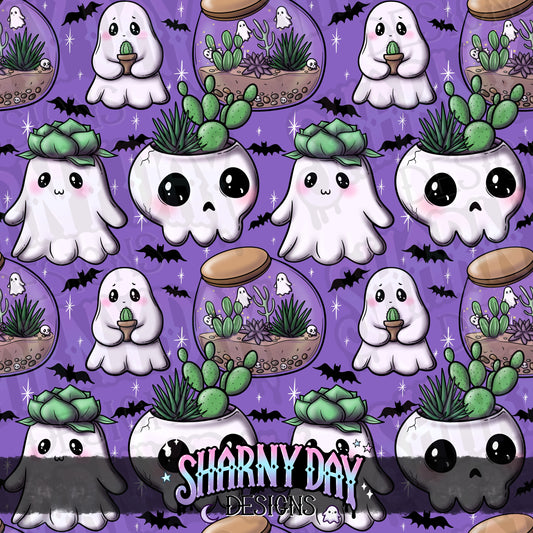 HEXTOBER - Kawaii Ghostie Plants (bloom) - Limited Seamless Pattern Design