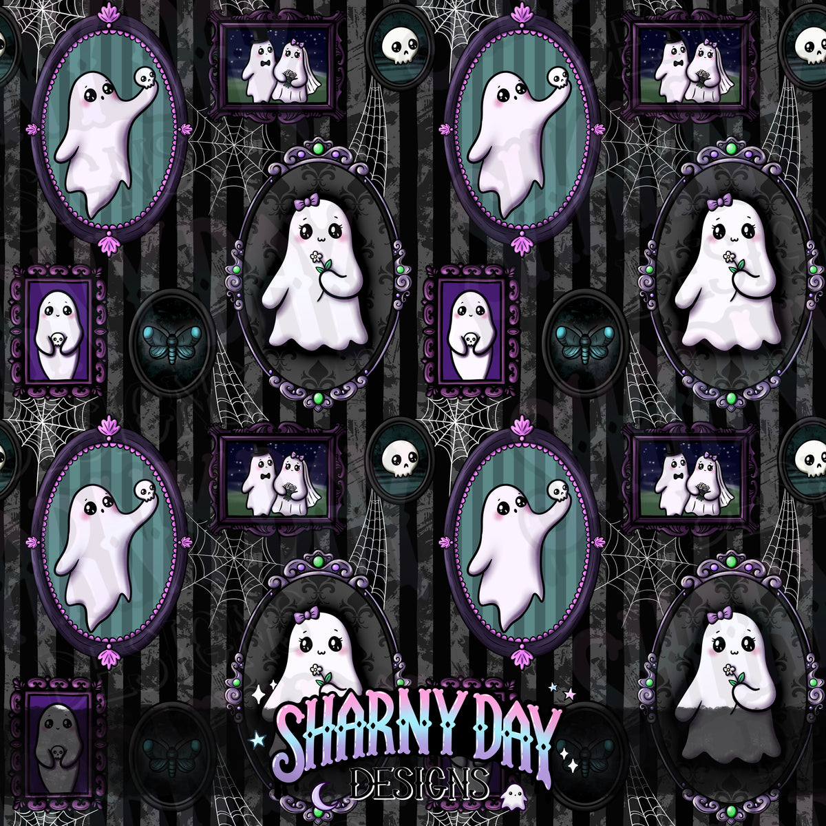 HEXTOBER - Ghostie Wall Hangings (portrait) - Exclusive Seamless Pattern Design