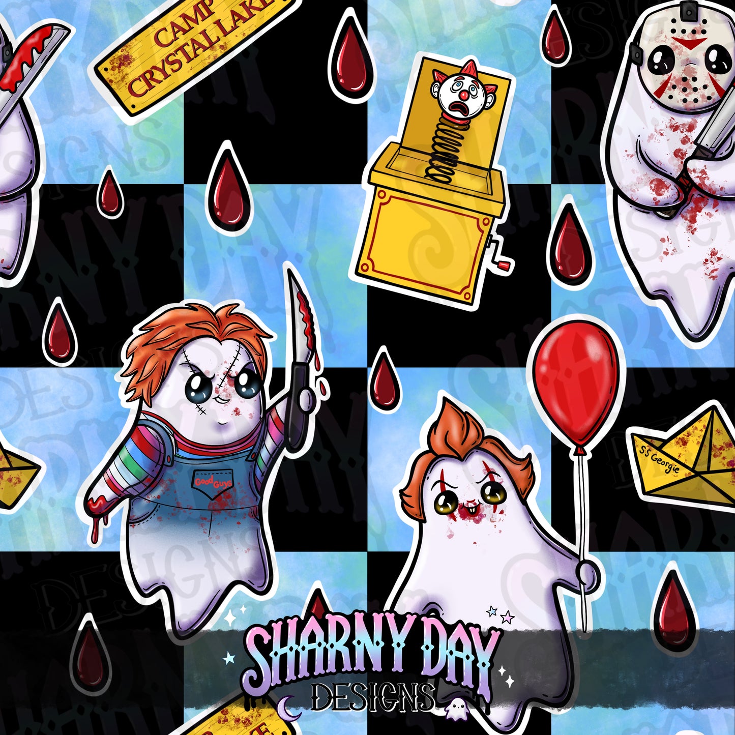 HEXTOBER - Horror Ghosties Exclusive Seamless Pattern Design