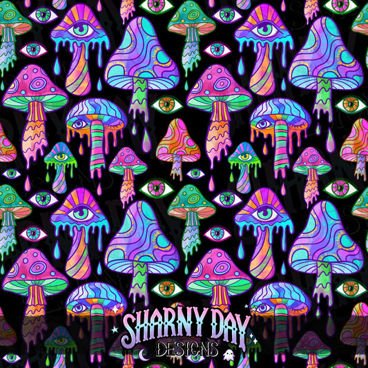 HEXTOBER - Psychedelic Mushrooms Limited Exclusive Seamless Pattern
