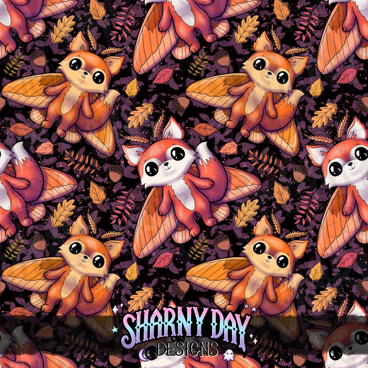 Kawaii Fox Moth Exclusive Seamless Pattern Design