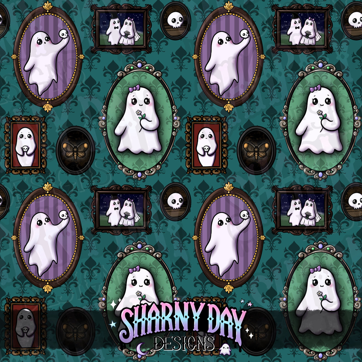 HEXTOBER - Ghostie Wall Hangings (portrait) - Exclusive Seamless Pattern Design