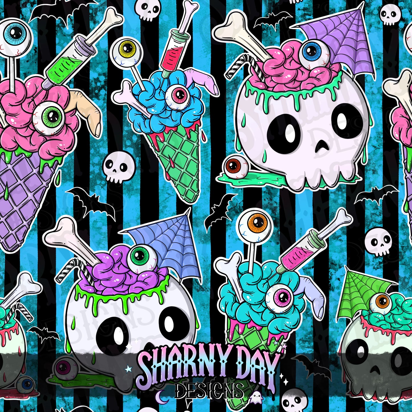Zombie Sweet Treats Exclusive Seamless Pattern Design