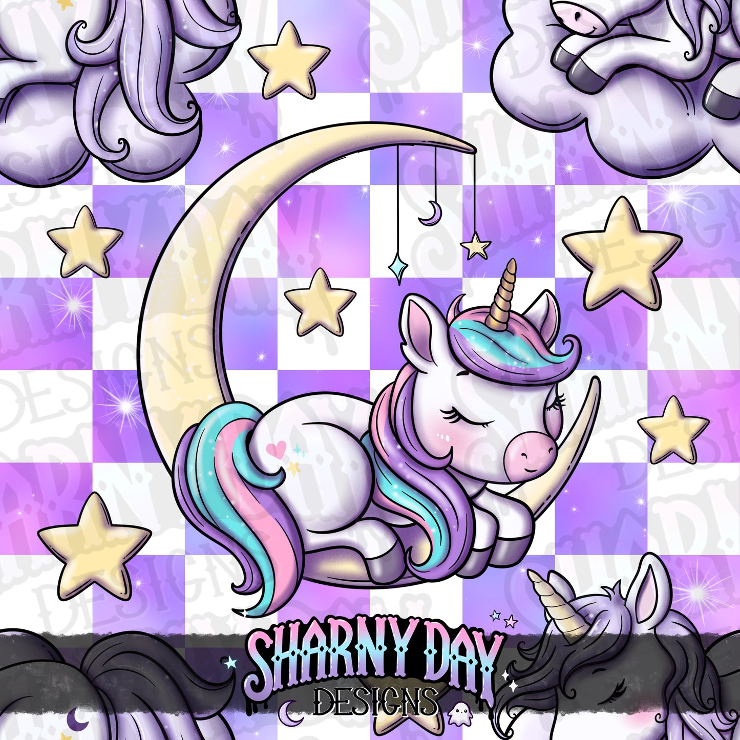 Kawaii Sleepy Unicorns - Exclusive Seamless Pattern Design