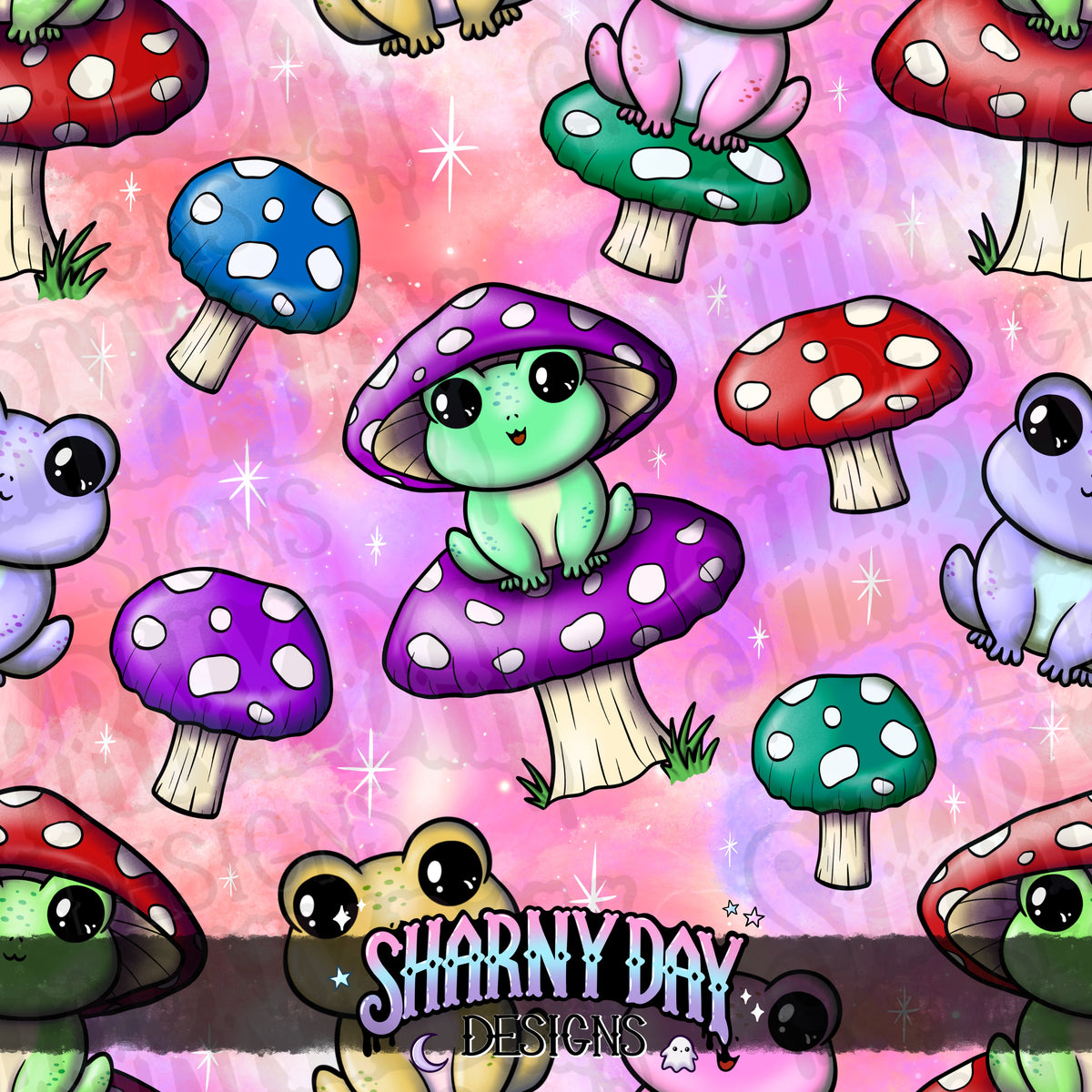 HEXTOBER - This Frog is a Fungi - Exclusive Seamless Pattern Design