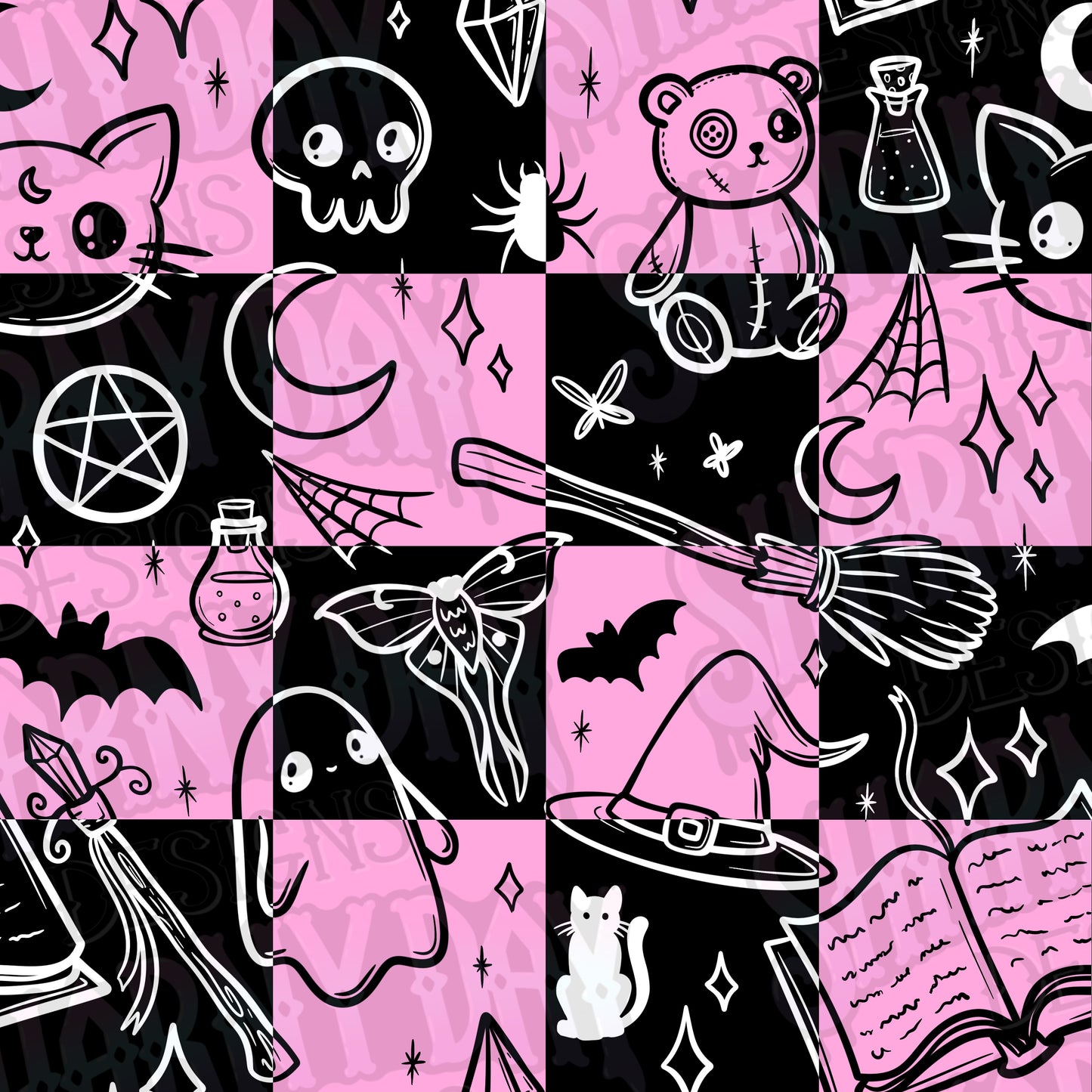 Spoopy Doodles non-exclusive Seamless Pattern Design