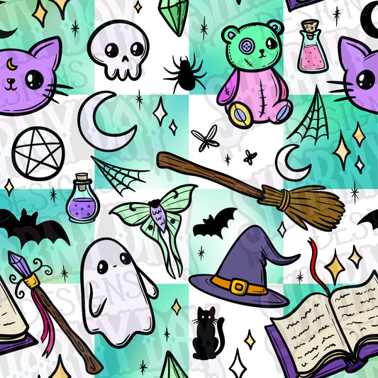 Spoopy Colour Doodles non-exclusive Seamless Pattern Design