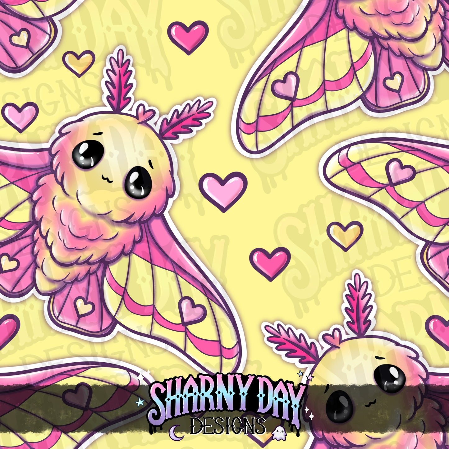 HEXTOBER - Kawaii Rosy Maple Moth Limited Seamless Pattern