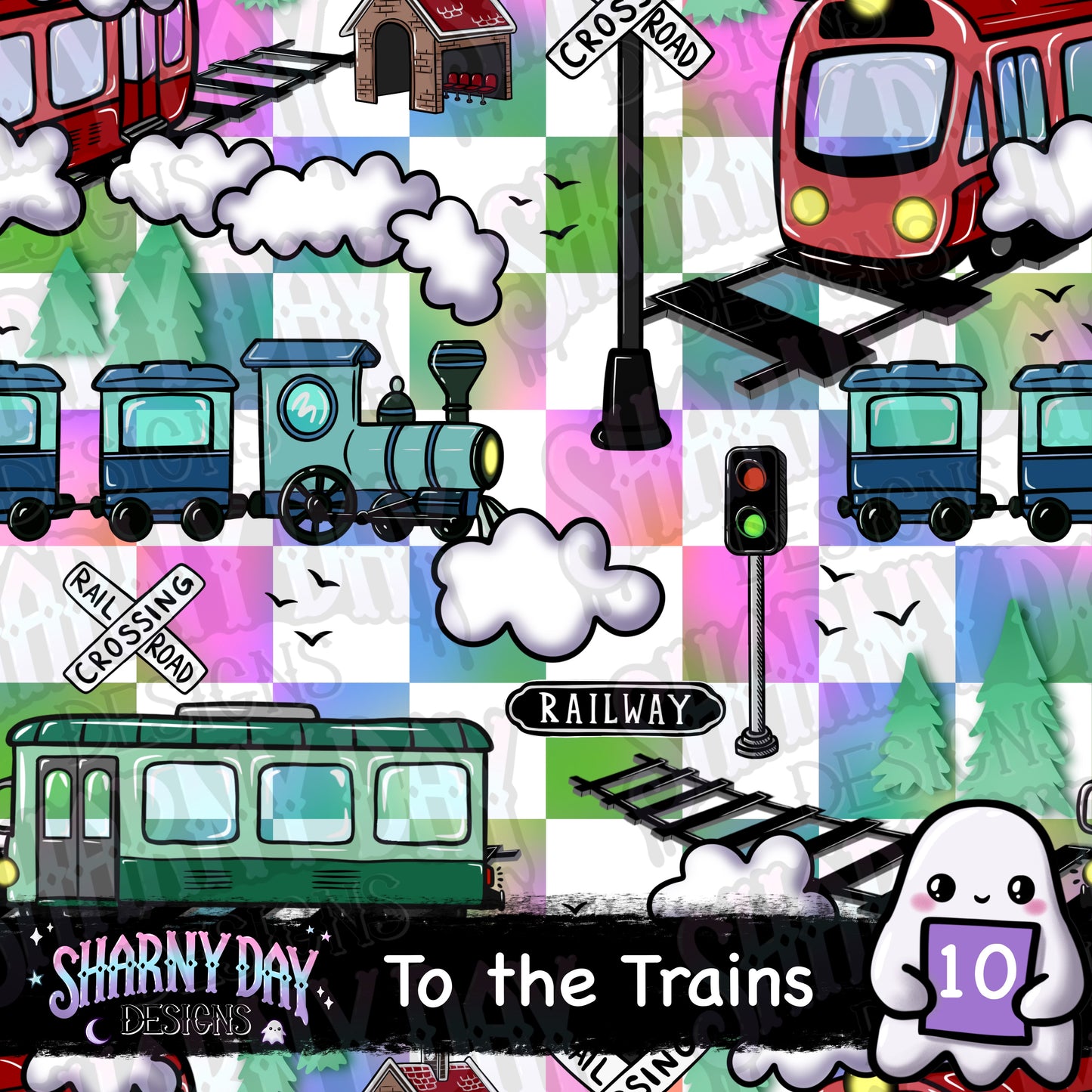 To the Trains Exclusive Seamless Pattern