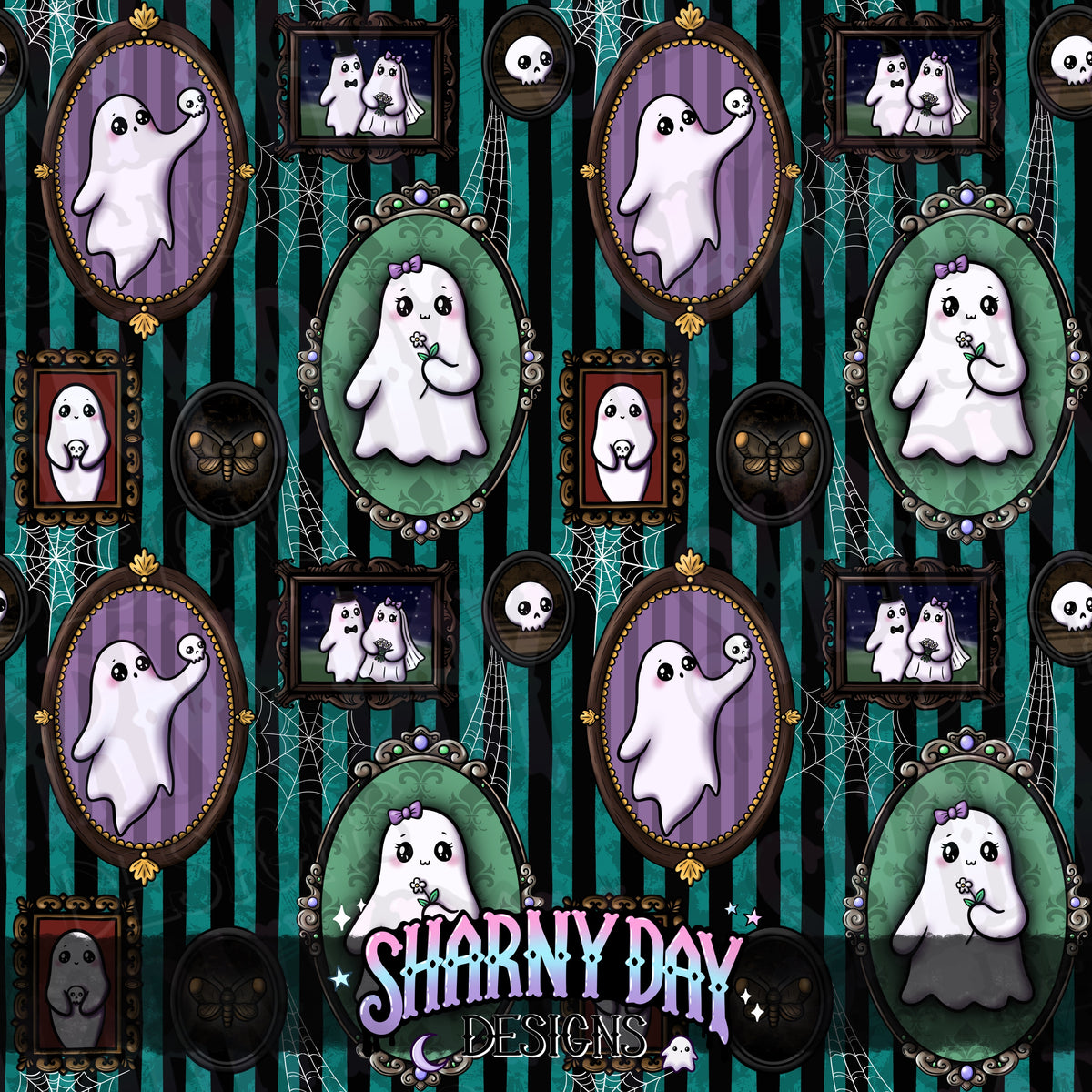 HEXTOBER - Ghostie Wall Hangings (portrait) - Exclusive Seamless Pattern Design