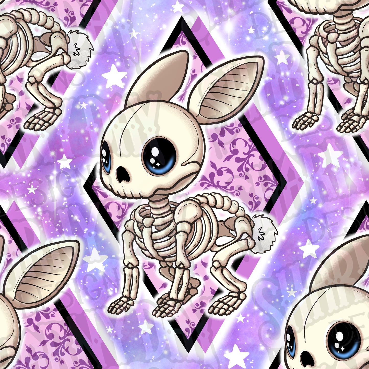 Kawaii Skelly Bunny Exclusive Seamless Pattern Design