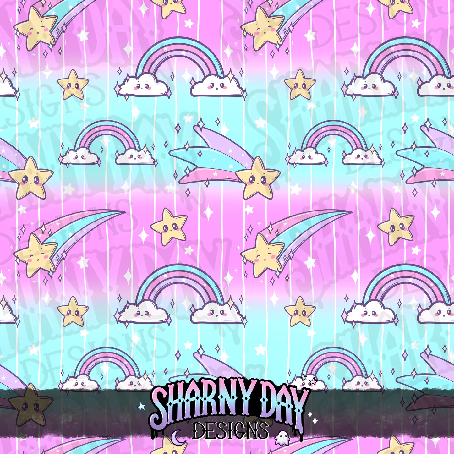 Rainbows & Shooting Stars - Exclusive Seamless Pattern Design