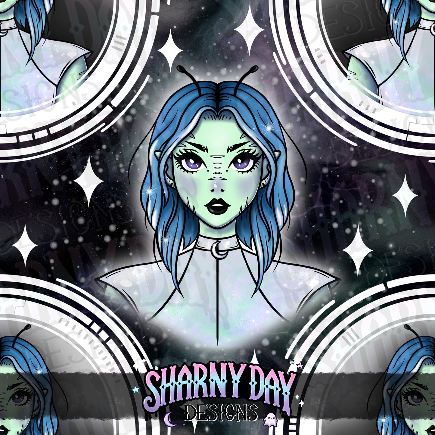 HEXTOBER - Galaxy Girl Limited Seamless Pattern