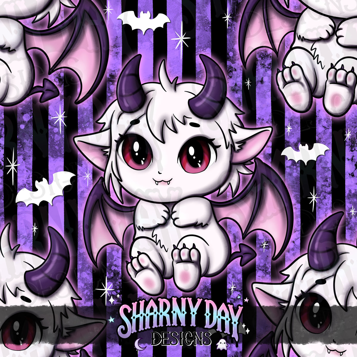 MOXTOBER - Kawaii Demon (Cursed) - Exclusive Seamless Pattern Design