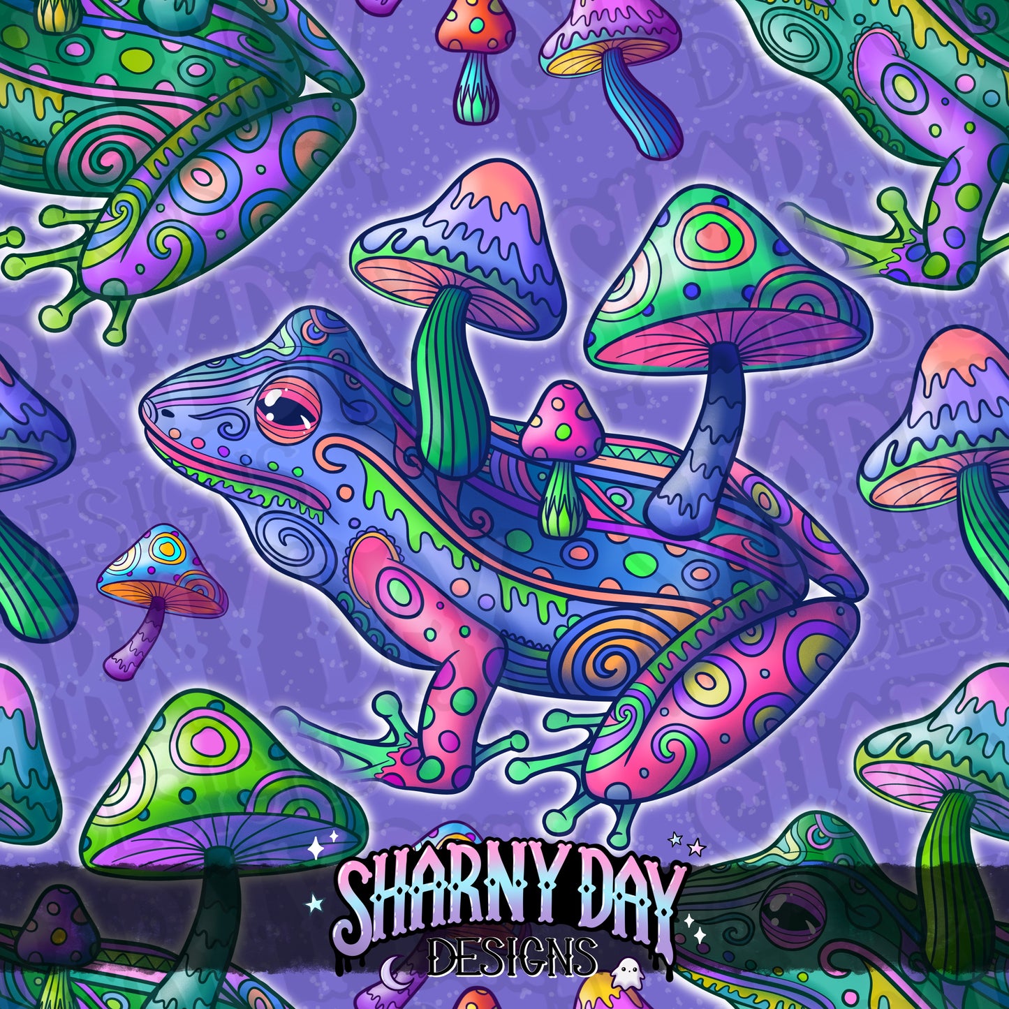HEXTOBER - Psychedelic Frogs Exclusive Seamless Pattern Design