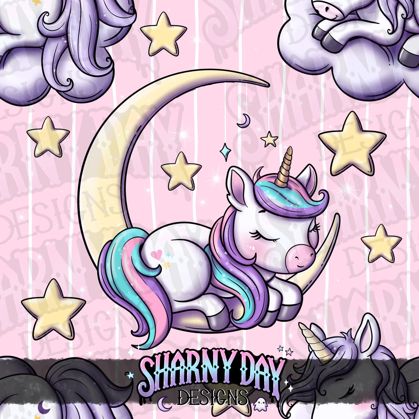 Kawaii Sleepy Unicorns - Exclusive Seamless Pattern Design