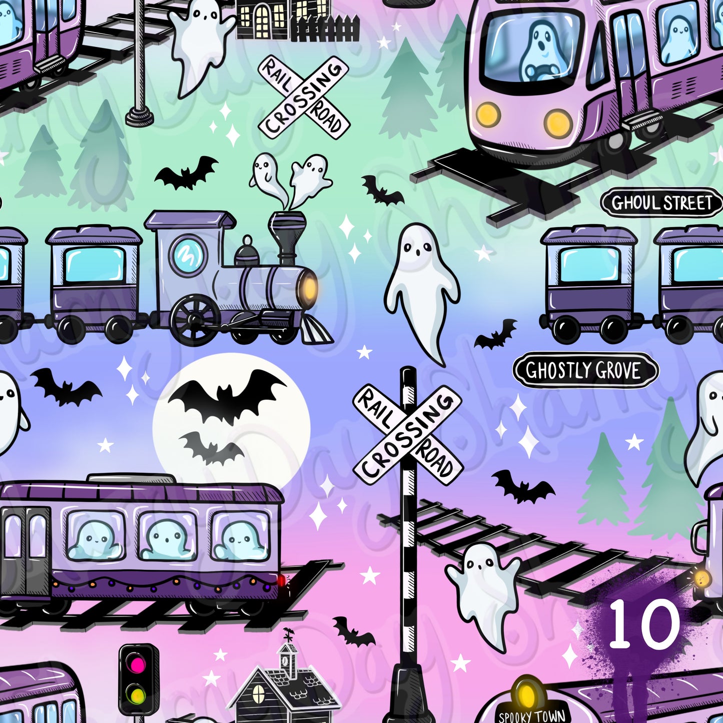 Train to Ghost Town Exclusive Seamless Pattern