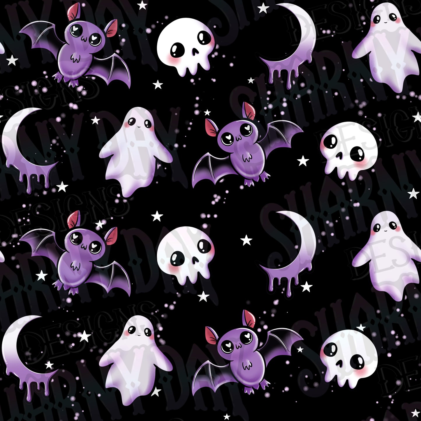 Spoopy Kawaii Motifs Non-exclusive Seamless Patterns - Bundle of 10 Coords