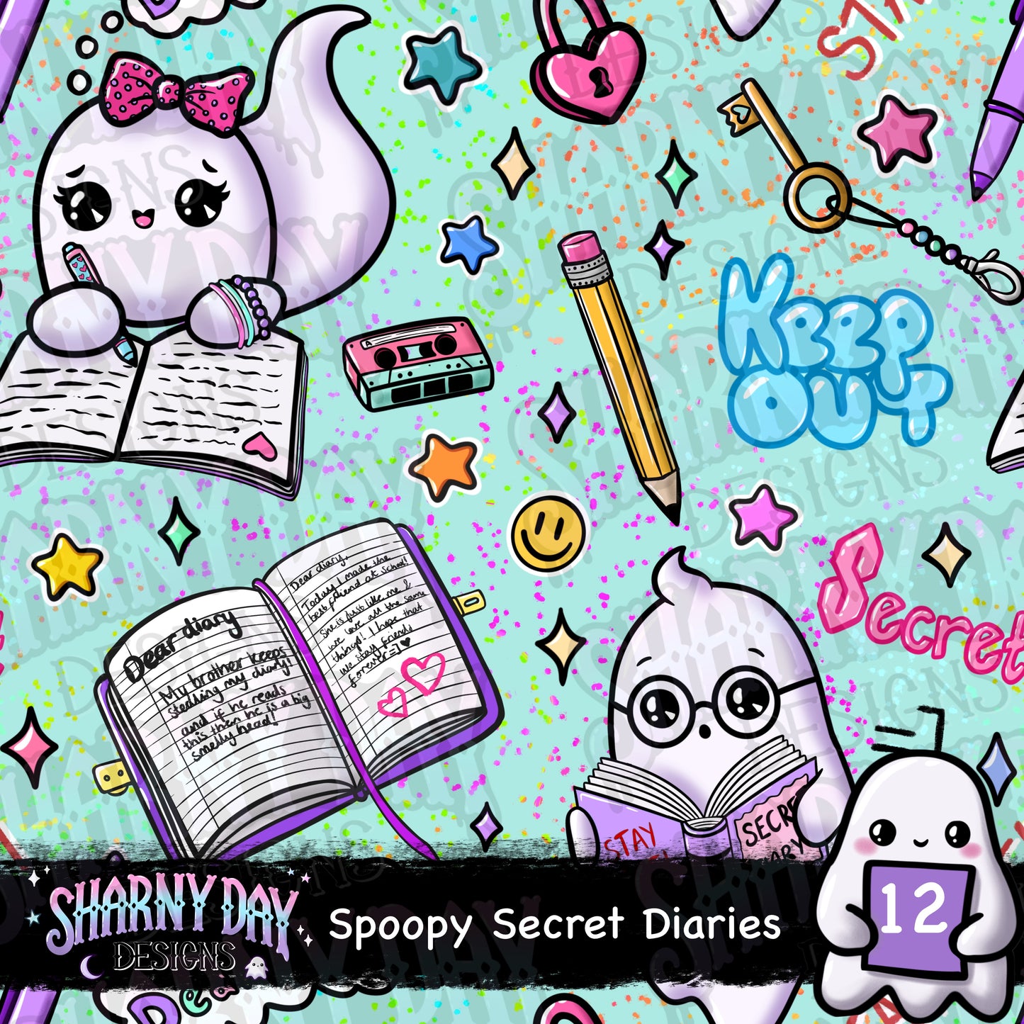Spoopy Secret Diaries Exclusive Seamless Pattern Design