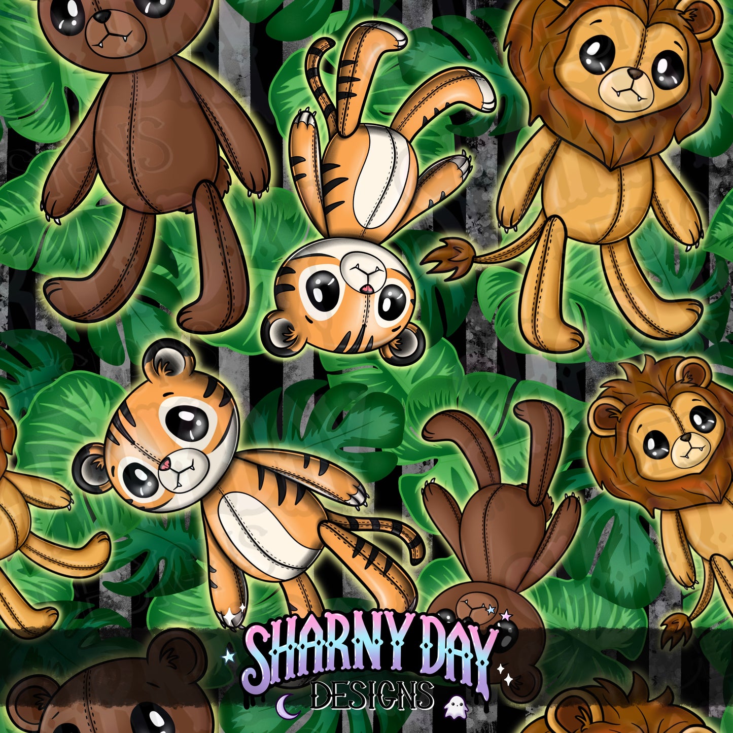 HEXTOBER - Wild Animal Plushies Exclusive Seamless Pattern Design