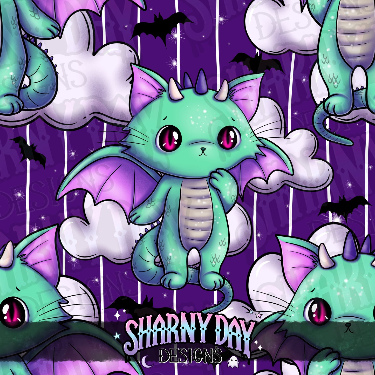Dragon Kitty - Exclusive Seamless Pattern Design