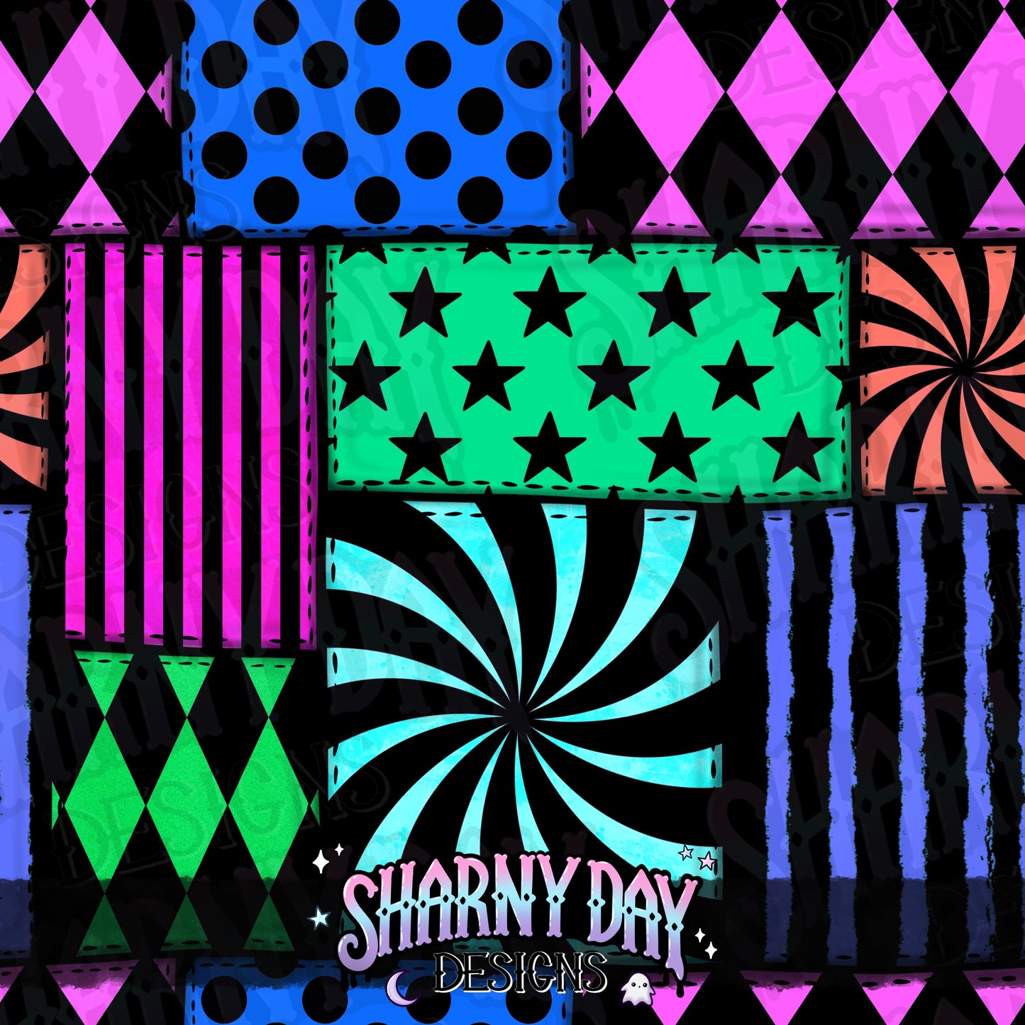 HEXTOBER - Circus Patchwork non-exclusive Seamless Pattern Design