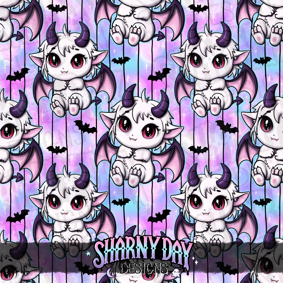 MOXTOBER - Kawaii Demon (Cursed) - Exclusive Seamless Pattern Design