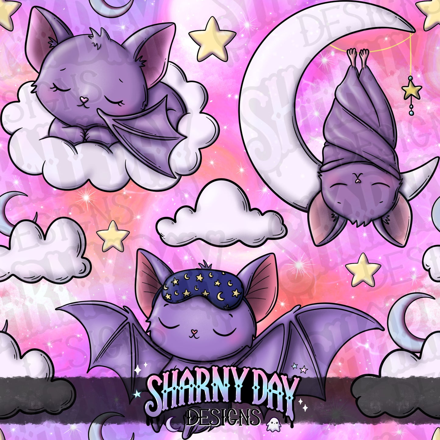 Dreamy Bats Exclusive Seamless Pattern Design